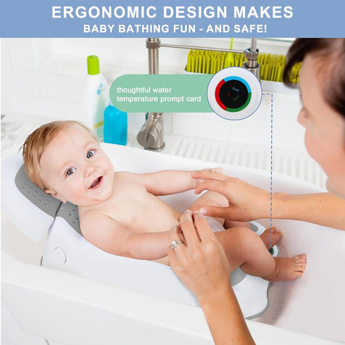 6 Baby Bath Support,Ideal for Babies Less Than Months Old,with Thermometer-Adjustable Slope Newborn Bathtub, Baby tubs