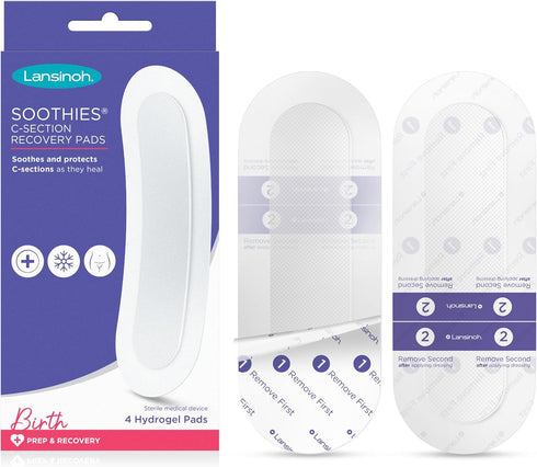 Lansinoh C-Section Recovery Pads, 4 Sterilized Postpartum Essentials for Cooling Relief, C Section Must Haves