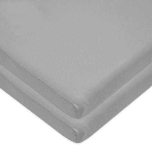 American Baby Company 15" x 33" Fitted Bassinet Sheet - 100% Natural Cotton Jersey Knit, Grey, Pack of 2