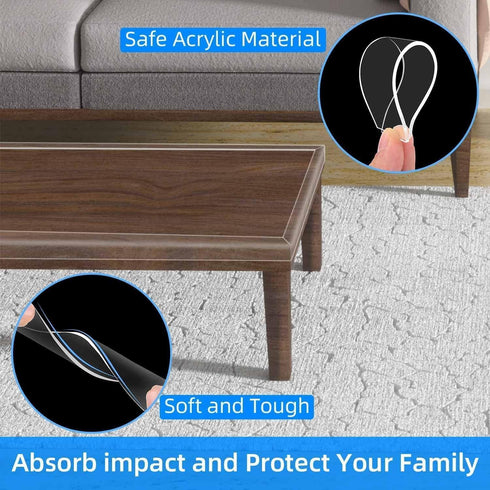 MILEQEE 2Pack 1.57in 3.28FT(6.56FT Clear Edge Protector Strip, x Total), Sharp Edge Wrap Cover Tape, Self Adhesive