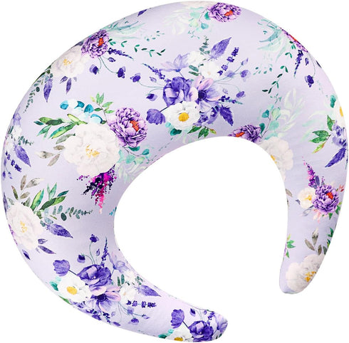 Floral Nursing Pillow Cover, Soft Breastfeeding Pillow Cover Purple, Removable Nursing Covers