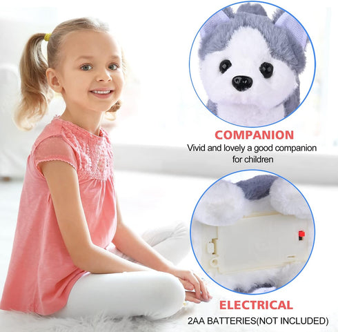 WorWoder Plush Husky Dog Toy, Electronic Interactive Puppy - Walking, Barking, Tail Wagging Companion Animal for Kids