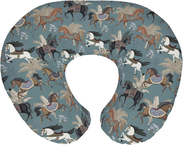 Vintage Horses Baby Nursing Pillow Covers for Boy Girl Retro Arabian Horses