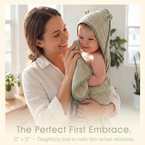 4-Piece Set (2) 6-Layer 32x32 (2) Muslin Baby Towel - Made with Organic Cotton, Bath Towels & Washcloths, Absorbent