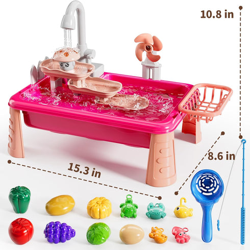 NIPLOOOW 3-5, 4-8, 3 4 5 6 7 8 Kitchen Sink Toys Toddlers Play Sink with with Electric Water Pump, Water Table for Kids