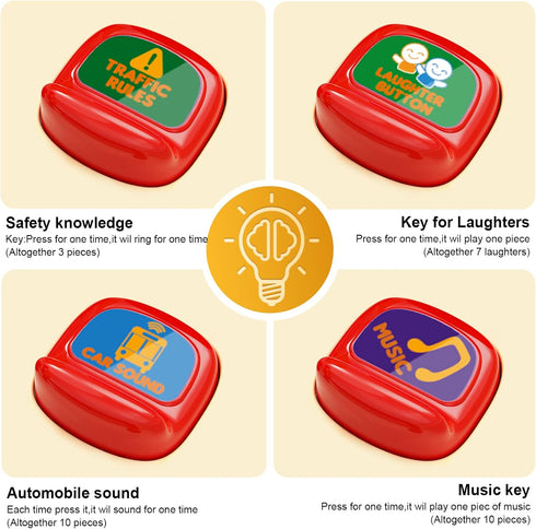 HONGTUO School Bus Toy with Sound and Light, Simulation Steering Wheel Gear Toy for Toddlers