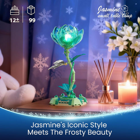 SHAREHB Set, Jasmine Flower Table Lamp Building Themed Night Light & Desk Decor Birthday Gifts for Kids Adults, Gift