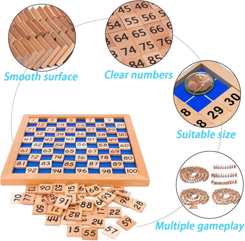 Wooden Toys Hundred Board Montessori 1-100 Consecutive Numbers for Kids