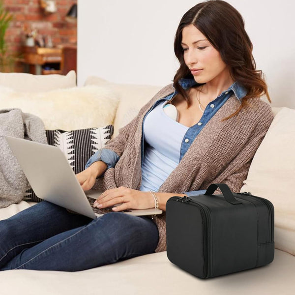 MENGLANSI Protective Case for Electric Breast Pumps Interior Foam Padding and Dedicated Pockets for Milk Storage Travel