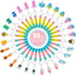 28 Pack Pop Fidget Toys Bulk Keychain for Kids, Mini Pop Its with 3D Animal Cute Keychains