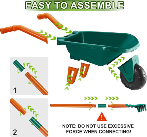 HOSPONY Set-Kids Wheelbarrow Set Set 3+ Kids Gardening Gardening Tools with Shovel, Leaf Rake, Gloves, Spray