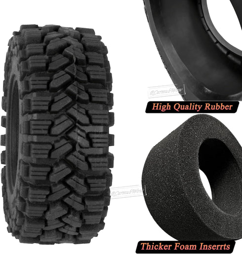 RC 1.2in Beadlock Tires 62 * 24mm for 1/18 Trx4m, 1/24 SCX24 FCX24, Soft Sticky Rubber Tires, 4PCS (Style A)