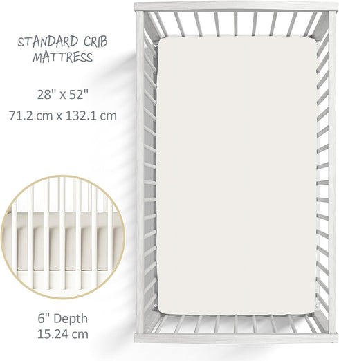 100% Frankie Fitted Crib Sheet Organic Cotton for Baby & Toddler Mattress, Soft & Breathable for Girls, Boys, Ivory