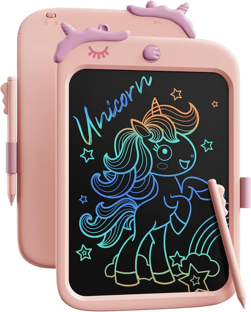 10 Inch Dinosaur Writing Tablet for Kids, Educational Travel Toy, Birthday Gift for 3-9 Year Olds (Pink)