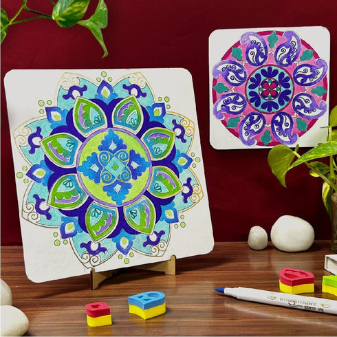 Imagimake Mandala Art Kit, Watercolor Paint Set, 12 Exciting Projects for Kids Ages 8-16, Craft Kits for All