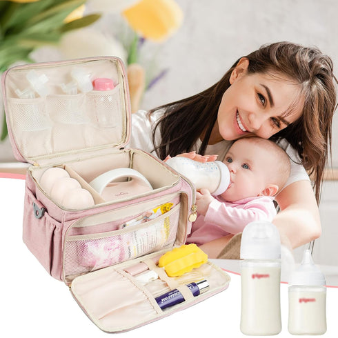 Jaffzora S1 S2, Breast Pump Bag Compatible with Spectra and Breast Pumping Travel Storage Bag with Waterproof Mat
