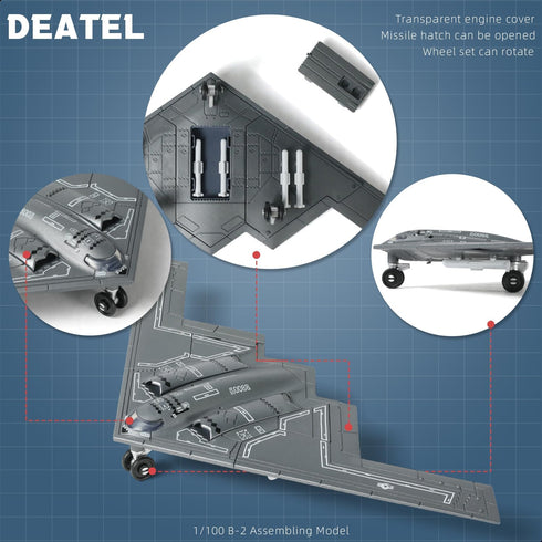 1/200 B-2 (20 Scale Spirit Military Aircraft Toy Quick Build Model USAF Stealth Strategic Heavy Bomber Plastic Building