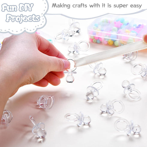 50 1.25 Inch Pcs Mini Pacifiers Baby Shower Games, Cute Baby Shower Pacifiers, Bulk Acrylic Pacifier for Party Table