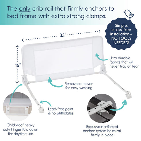 hiccapop Convertible Bed Rail for Toddlers, Baby with Reinforced Anchor Safety