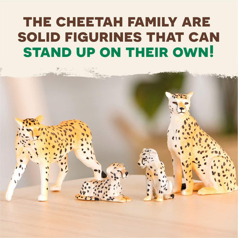 Terra by Battat – 4 Pieces Cheetah Family – 1 – 4-Inch Plastic Figurines for Kids, Educational Toy Figures