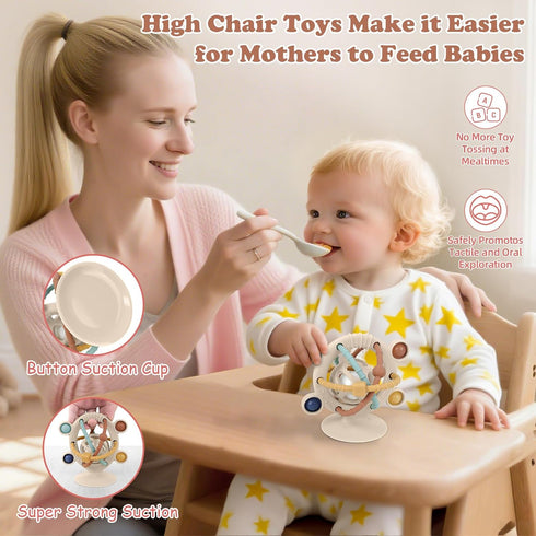 0-6 6-12 TYRY.HU Silicone Baby Teething Toys for Babies Months, Multi Purpose High Chair Toys with Suction Cup, Baby