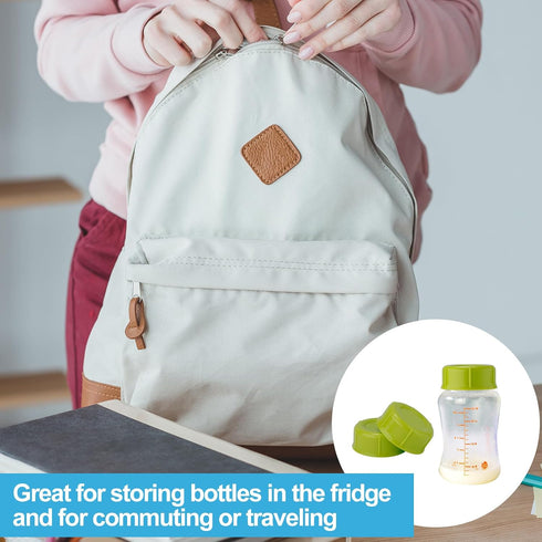 BOXOB 6pcs Narrow Baby Bottle Caps for Dr. Brown's & Medela, Reliable BPA Free Travel Bottle Cap with Sealing, Gasket
