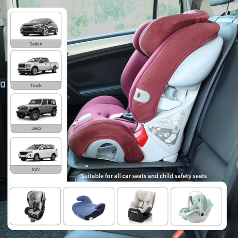 Viaviat 2 Car Seat Protector Leather Waterproof Child Safety Seat Protector Cover with Thick Pad and Large Pockets