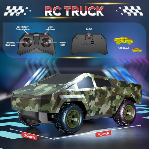 1:24, 2.4GHz 3 4 5 6 7 8+, Remote Control Car Truck All Terrain High Speed RC Truck with Loadspace, RC Car Toys