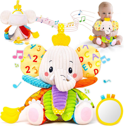 JoySpark Toys Baby Toys 3-6 Months, Musical Stuffed Elephant Toddler Toy for Newborn Infant