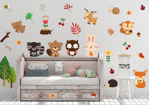 DEKOSH Kids Wild Safari Animal Wall Stickers for Nursery Decoration, Jungle Theme Peel & Stick Decals