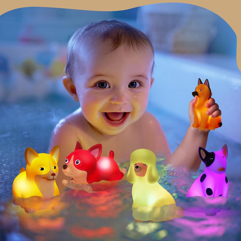 1-3: 6 Set, 1 2 3+ Bath Toys for Toddlers PCS Light-Up Dog Bath Toy Baby Bath Toys, Bathtub Pool Bath Toy for Kids