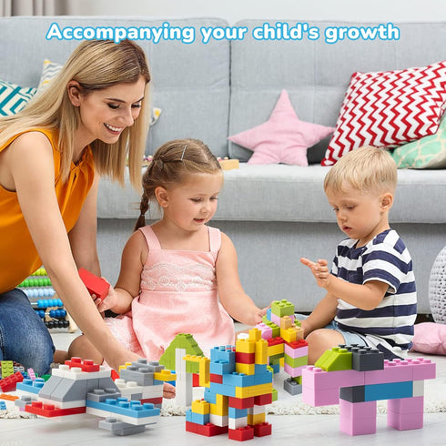 1500 Piece Building Bricks, Bulk Classic Building Blocks Basic Box, Compatible with Major Brands, 12 Colors