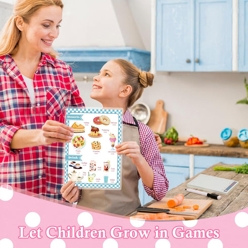 SHIQIKEJIPTY Set Set 2 60Page Set 4 Diner Restaurant Play Food Play Kitchen Accessories Restaurant Toy Double Sided