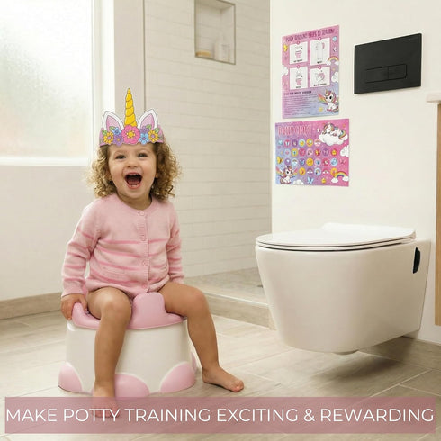 ZICOTO Fun Potty Training Chart with Stickers for Girls - Motivating Unicorn Rewards System with Stickers for Toddler