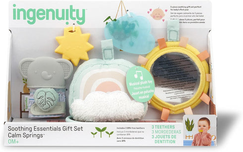 Ingenuity Set 2 Calm Springs Soothing Essentials Gift - Musical Toy, Rattle, Mirror, Teethers for Baby