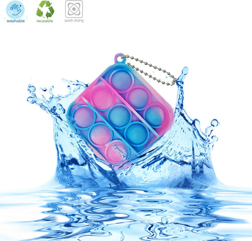 Clanam 60 Pcs Mini Pop Bubble Fidget Toys, Silicone Keychain Small Pop Bulk for Party Favors, Classroom Prizes, Easter
