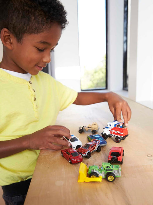 9-Pack 1:64 Matchbox Die-Cast Scale Toy Cars, Construction or Garbage Trucks, Rescue Vehicles or Planes (Styles May