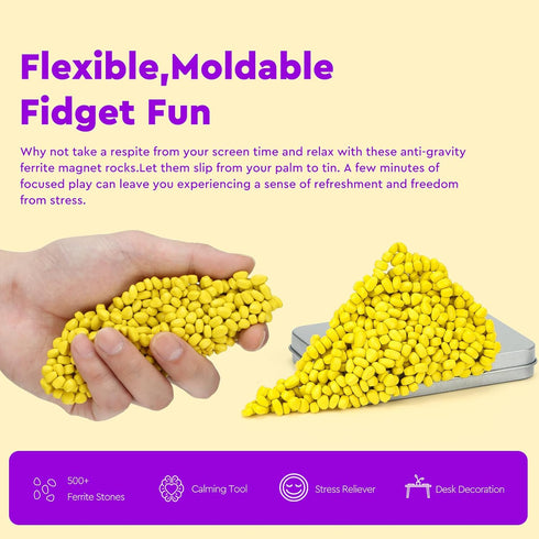500+ Original Ferrite Putty Yellow, Sensory Stones, Adult Fidget Stress Relief Desk & Office Item, Ferrite Stones