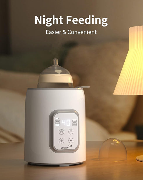 GROWNSY 8-in-1 Fast Baby Milk Warmer with Timer, Accurate Temperature Control, Defrost, Sterilizing, Heat Baby Food Jars