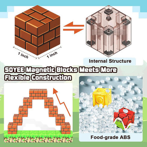 Magnetic Blocks Building Toys - Build Mine Magnet World Set, Magnet Toys for Boys & Girls Ages 5-7, Buildable Game