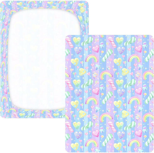 miaozhen 1 Pack 52x28 Cotton Baby Crib Sheets Soft Breathable Cane Candy Cartoon Playard Mattress Sheets for Nursery