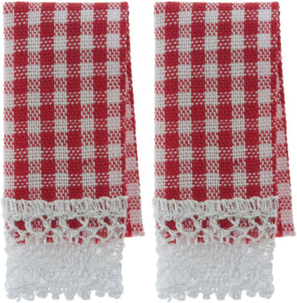 Dolls House Red Gingham Tea Towels Miniature Kitchen Cafe Accessory