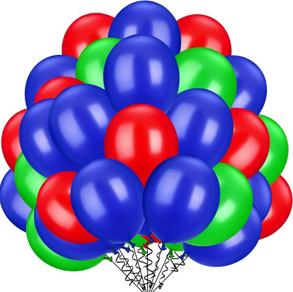 TecUnite 100 Pcs Red Blue Green Latex Balloons, 13 Inch Colorful Round Balloons for Wedding Birthday Festival Decoration