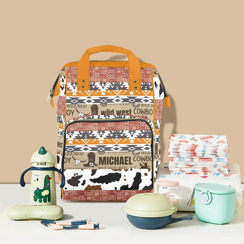 Noverbibi Mommy Daypack, Custom Diaper Bag - Personalized Cowboy Baby Bag with Name, Tote Gift