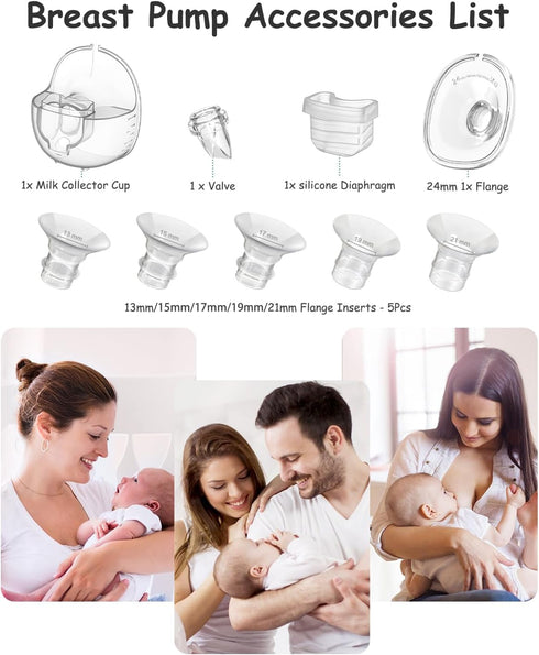 Gowing 24mm, MOMMED S18 S21, 5pcs Wearable Breast Pump Accessories, Replacement Pump Parts Flange Duckbill Valve