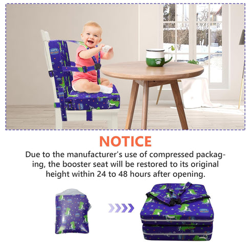 Toddler Booster Seat for Dining Table, Adjustable Safety Buckle Child Booster Seat with Backrest, Waterproof Washable