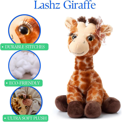 The Petting Zoo Lash'z Giraffe Stuffed Animal, 12 Inch Plush Toy Gifts for Girls