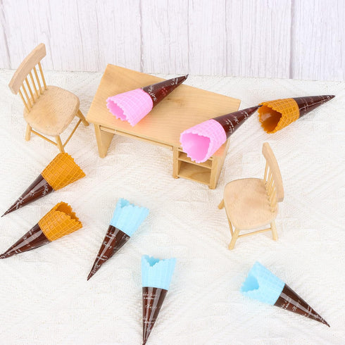 Haiabei 30 Pcs Mini Realistic Artificial Ice Cream Cone Adorable Ice Cream Cone Pretend Play Food Dollhouse