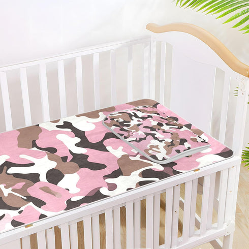 SyXIOP 28" 52" Camouflage Brown Peach Cooling Baby Bed Mattress x Breathable Crib Mattress pad for Baby&Toddler