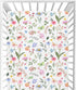 CaTaKu Baby Crib Sheets Tulip Wildflower Butterflies Mini Crib Sheets Fitted for Girls